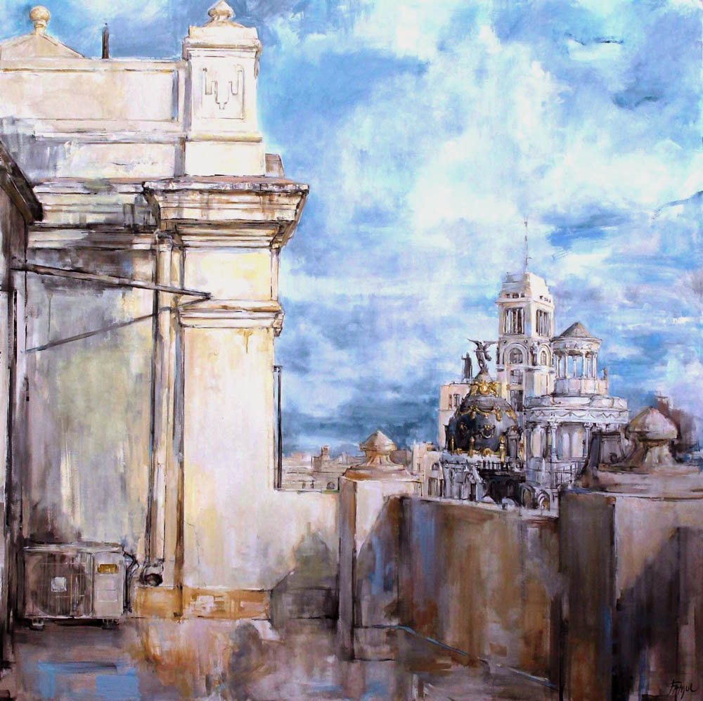 Desde mi terraza. Oleo-lienzo. 190x190cm. Pintura de Pilar Fanjul