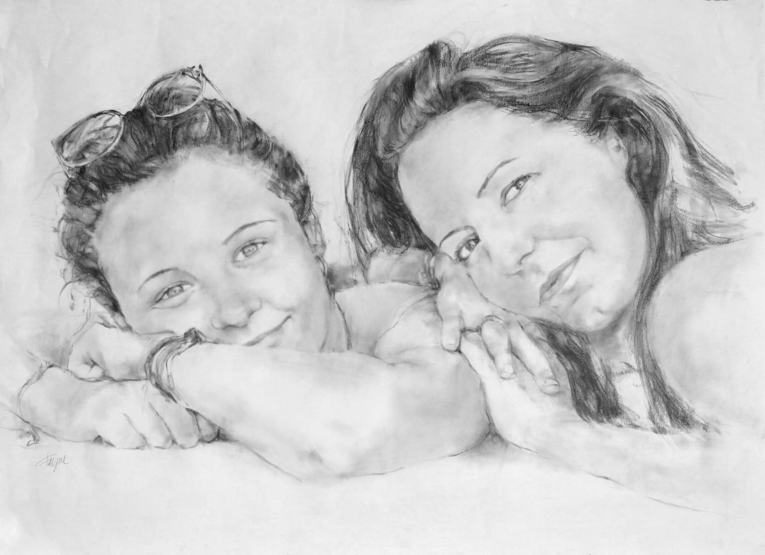 Retrato. mixta / papel. 109x90 cm. Dibujo de Pilar Fanjul.