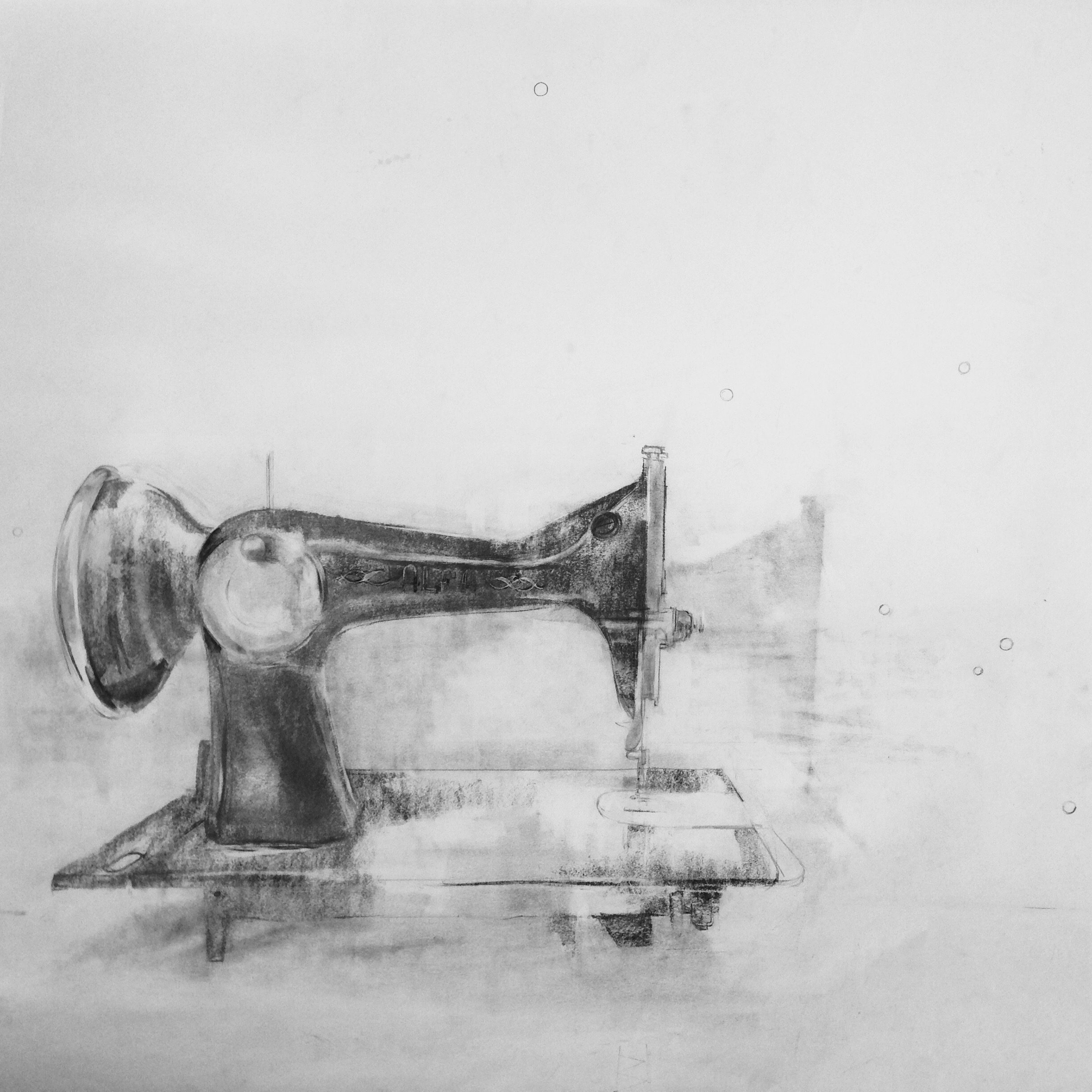 Costura. Grafito/ papel. (fragmento). Dibujo de Pilar Fanjul