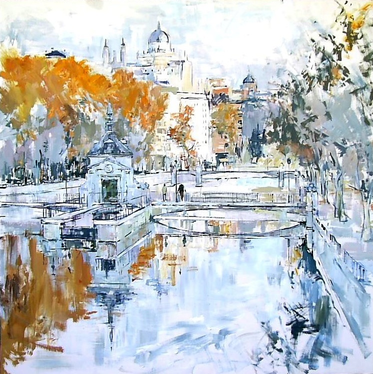 Puentes del Manzanares. Oleo-lienzo. 195X105 cm. Pintura de PilarFanjul.