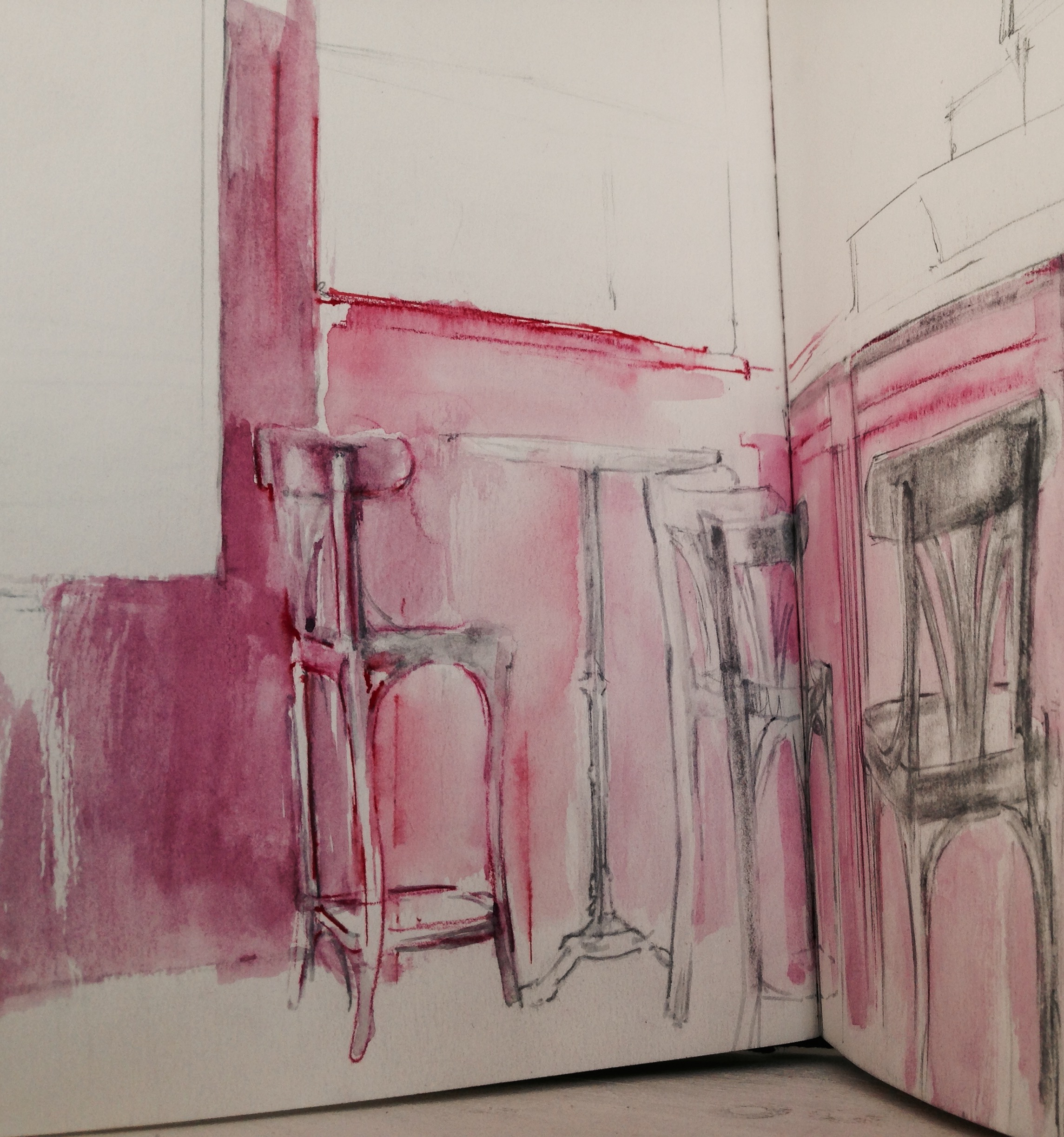 Apunte sobre papel. 41,8x21 cm. Dibujo de Pilar Fanjul