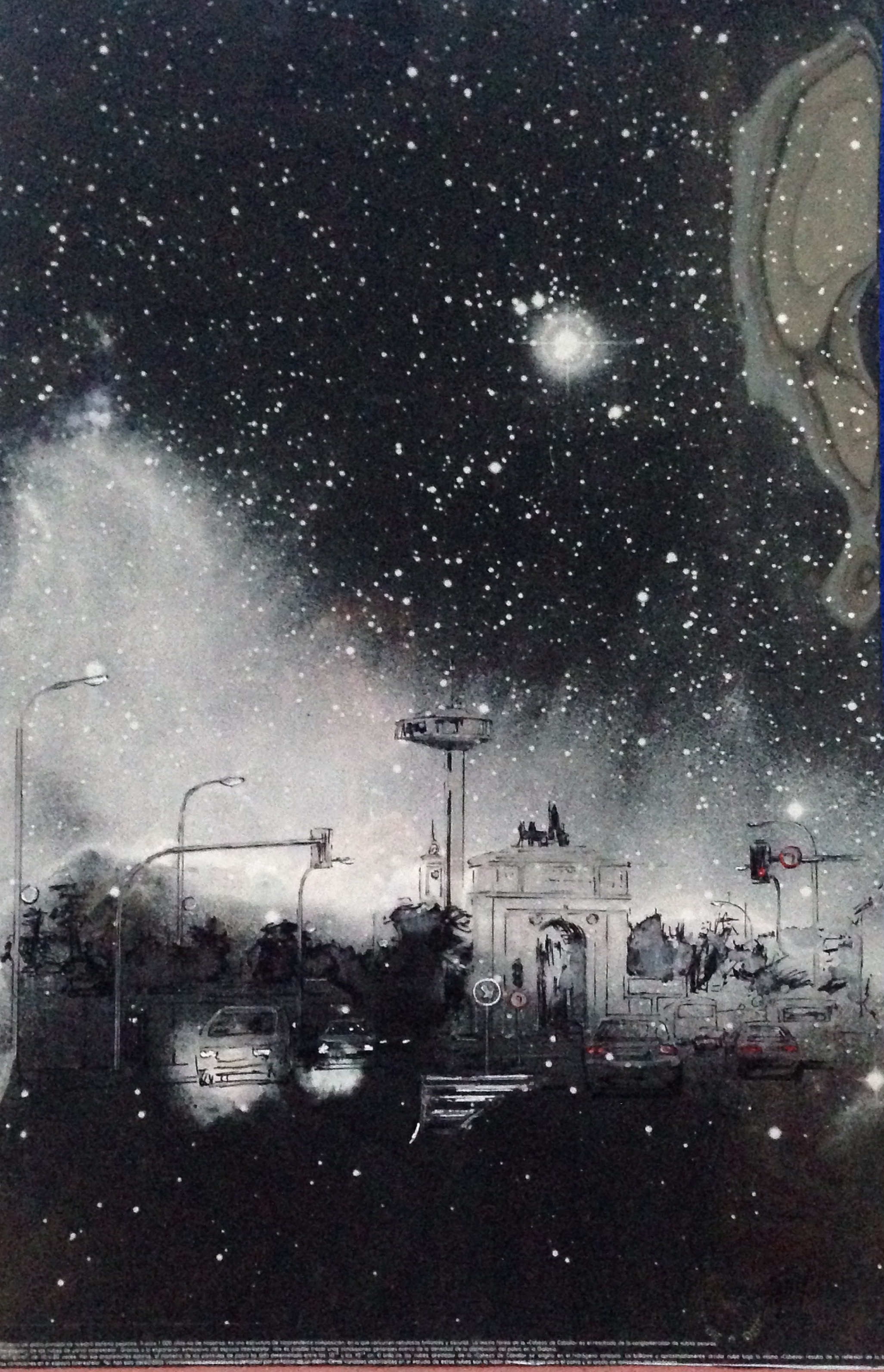 De Madri al espacio. Técnica mixta / collage 71x46 cm.