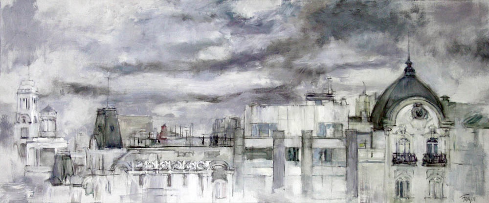 Azoteas. Óleo/lienzo. 40x100cm.