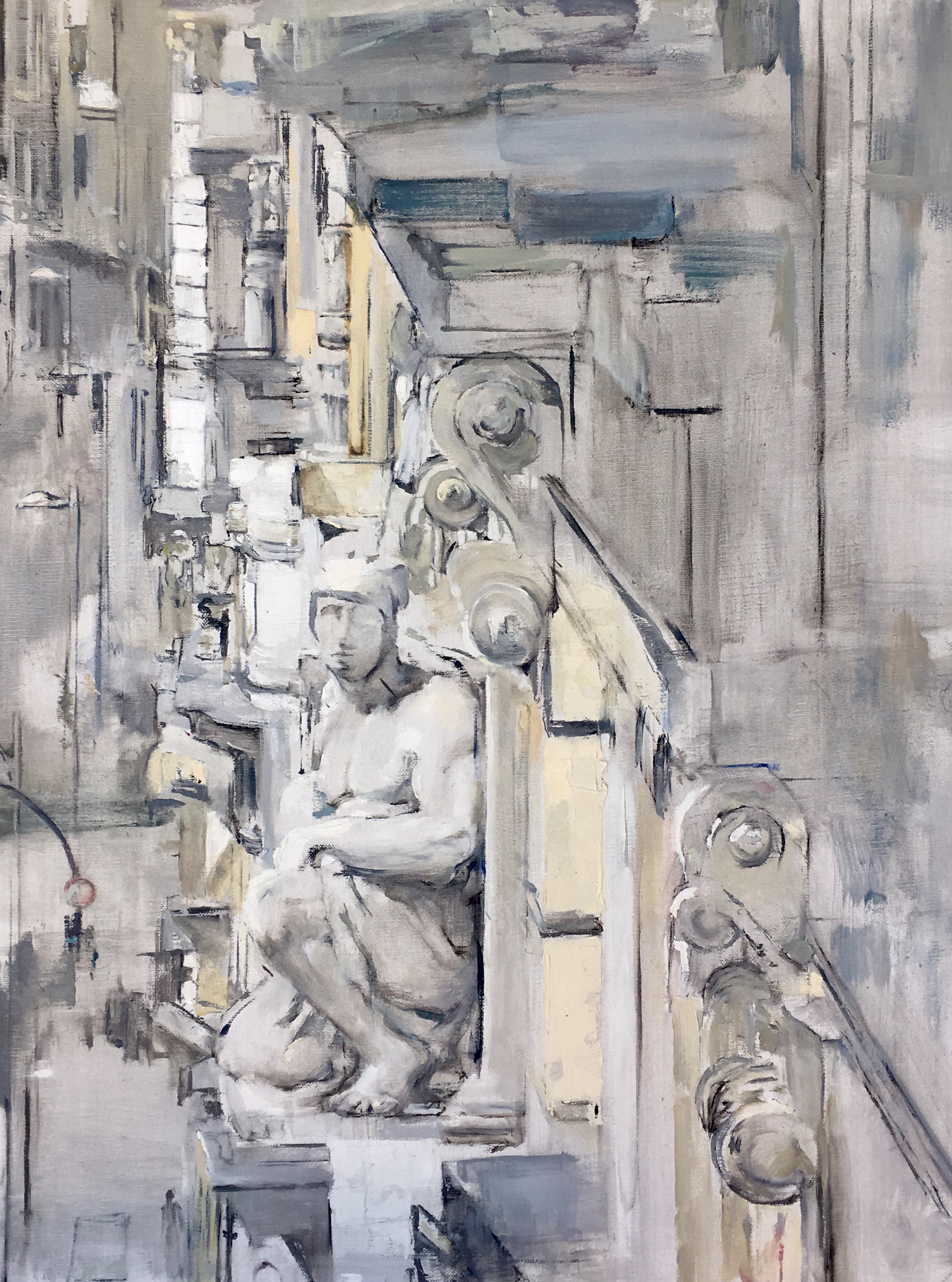 “Gran Vía”. Óleo sobre lienzo. 130x60 cm.(Detalle). “ Gran Vía”. Oil on canvas. (Detai). Obra de Pilar Fanjul