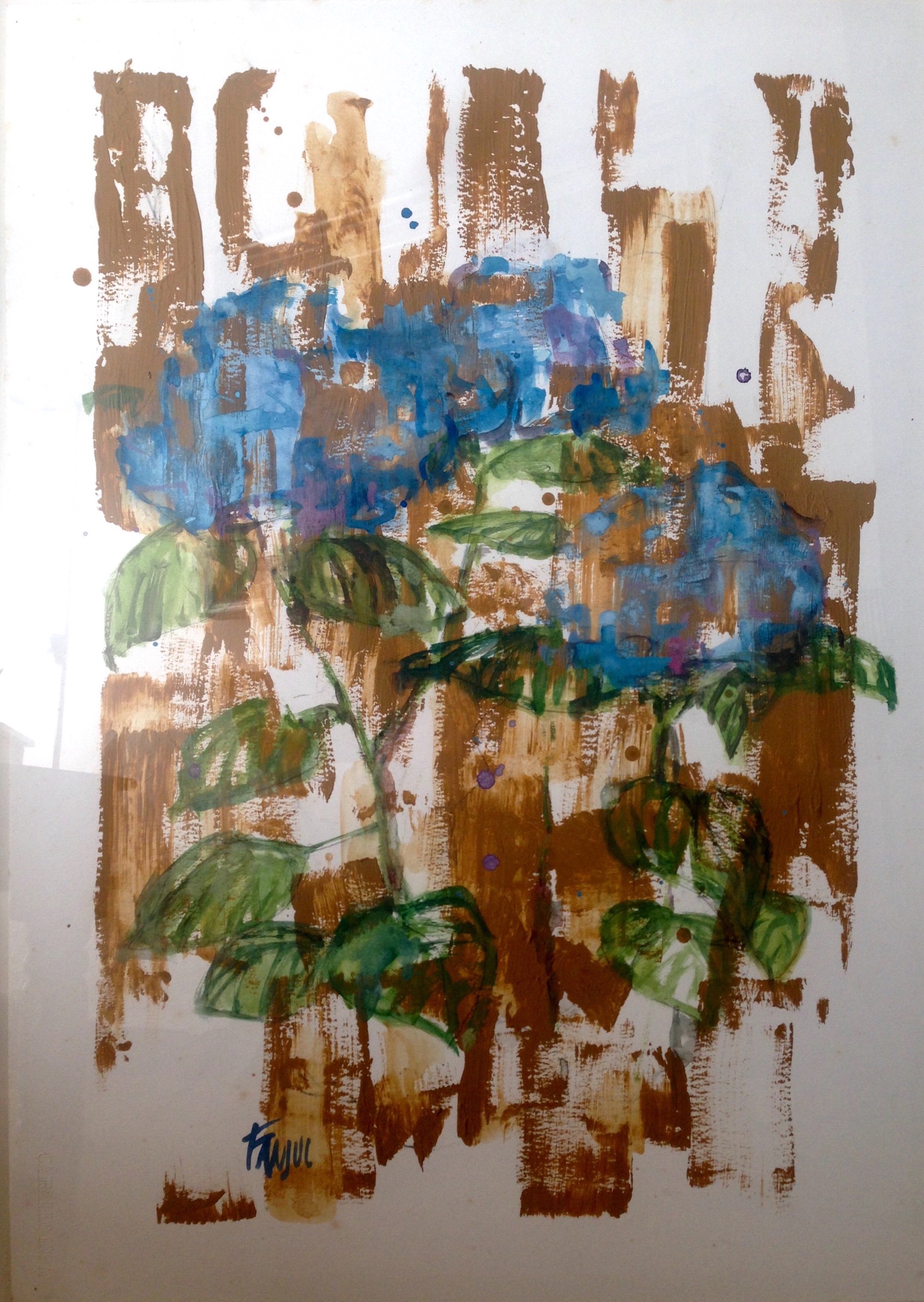 Hortensia. Gouache/papel. 70x50cm.