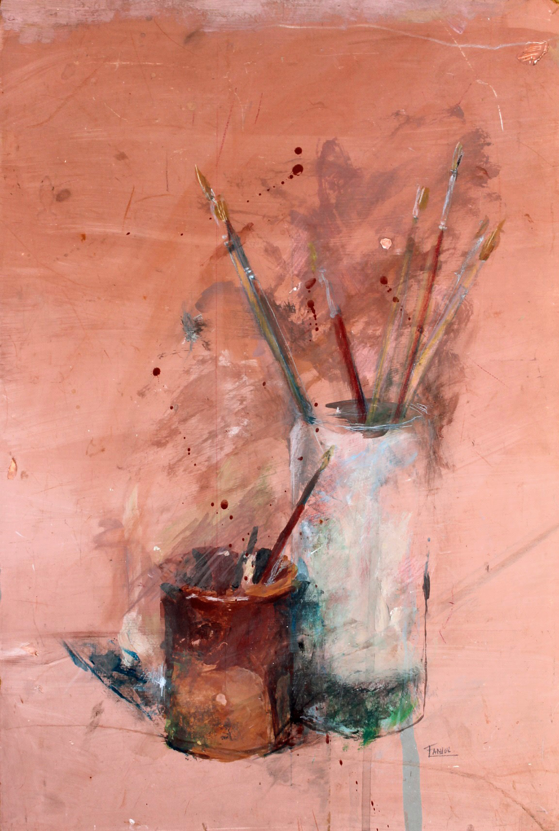 Bodegon. Mixta/ tabla.40x27cm. Pintura de Pilar Fanjul.