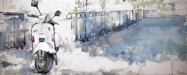 Moto II. Oleo sobre lienzo. 40x100 cm. Pintura de PilarFanjul.