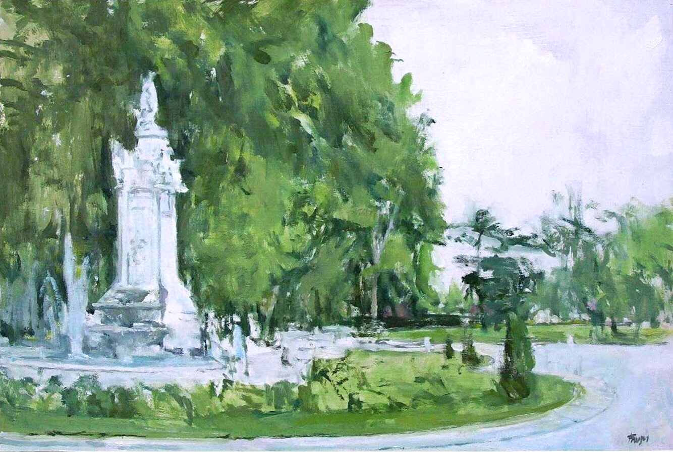 “Fuente de Apolo”. Óleo/ lienzo 40x60 cm. Pintura de Pilar Fanjul